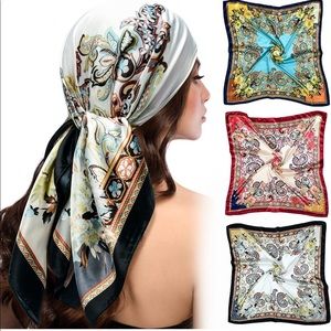 Satin Square Scarves Neck Hair Head Scarf 2 for 30